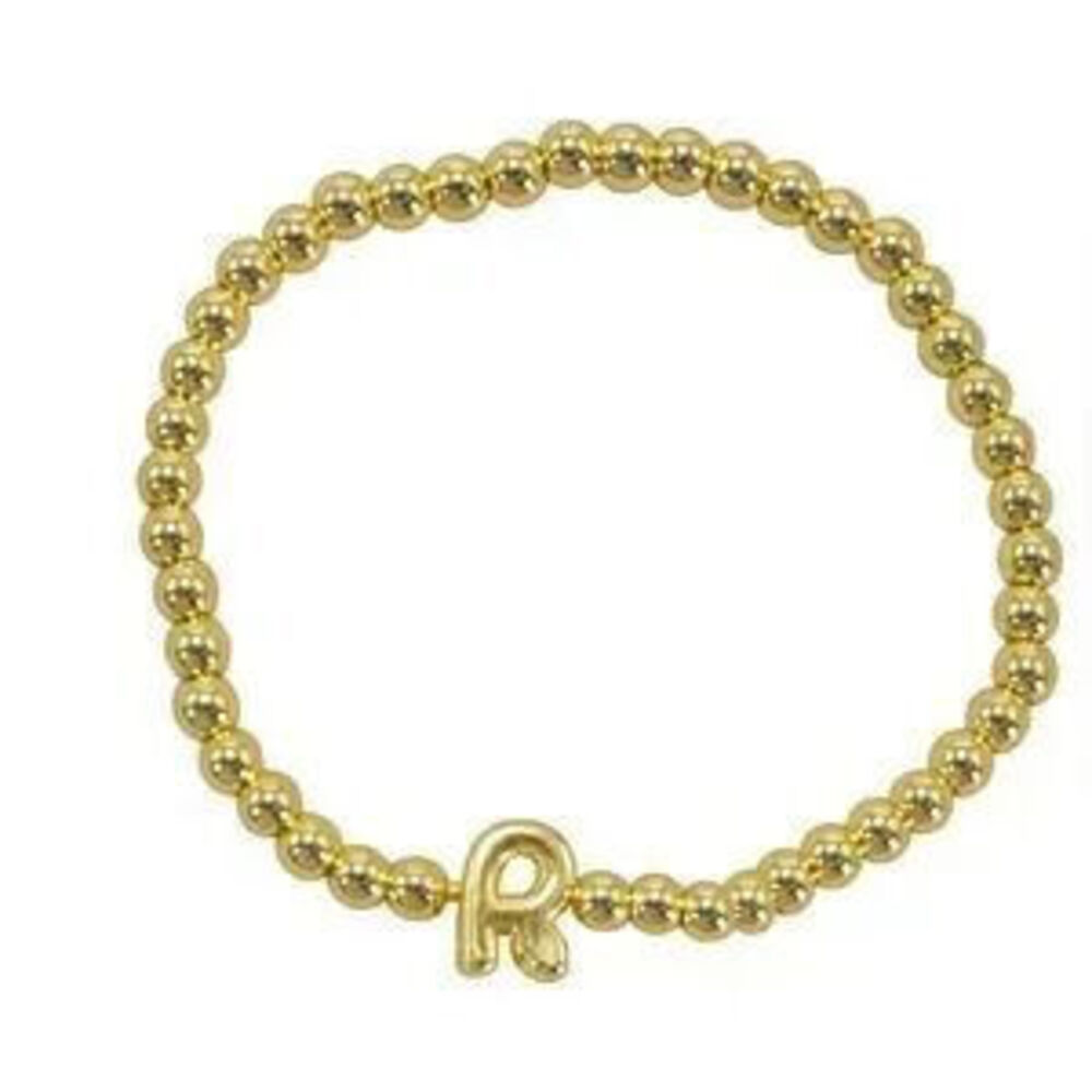 Gold Beaded Bracelet with Initial Charm (5100)